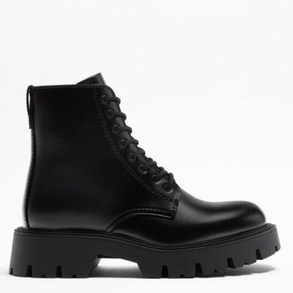 ZARA MEN LACE UP BLACK LUG STYLE BOOT Size 7 US 40 EU